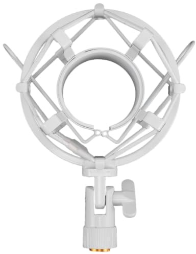 Mipcase Supporto Antivibrazione per Microfono Condensatore in Metallo Bianco Stabilità da Scrivania per Registrazione Vocale e Setup Gaming