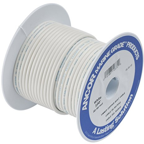 Ancor 102950 Marine Grade Electrical Primary Tinned Copper Boat Wiring (16-Gauge, White, 500-Feet)