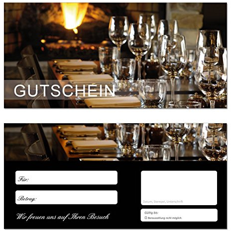 100 Stück Geschenkgutscheine (Gastro-657) - Gastronomie Gutscheinkarten Restaurant Gutscheine Gaststätte Gastwirtschaft Schänke Gasthof Gasthaus Wirtschaft Wirtshaus Bar Nachtlokal Weinstube Kneipe