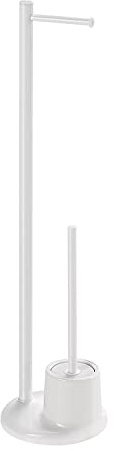 Gedy, Bianco, G-Mammolo, Colonna Porta Rotolo + scopino Bagno, Set per WC in Acciaio Inox, Misure 78.5X20X20 cm, Design R&S, Alluminio, 20x20x78 cm
