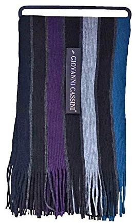 Giovanni Cassini Mens Luxury Italian Inspired Stylish Warm Knitted Striped Winter Scarf