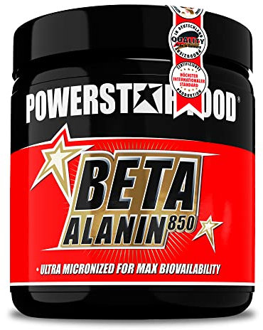 Powerstar BETA ALANIN 850 hochdosiert | 5100 mg pro Portion | 300 Kapseln | Deutsche Herstellung | Carnosin Booster | 100% reines Beta Alanine | Ohne Magnesiumstearat & Titandioxid | Laborgeprüft