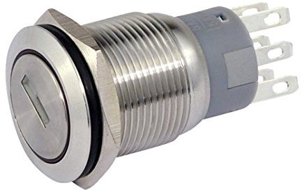 Schlüsselschalter Metall 19 mm, 2 x Schliesser, 2 x Öffner