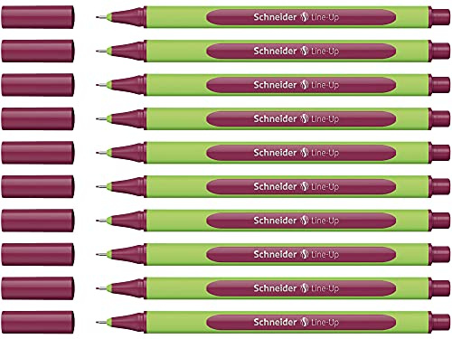 Schneider Line-Up Fineliner (Strichstärke 0,4 mm, aus biobasiertem Kunststoff, ausgezeichnet mit Der blaue Engel) 10 Stück, camine-red