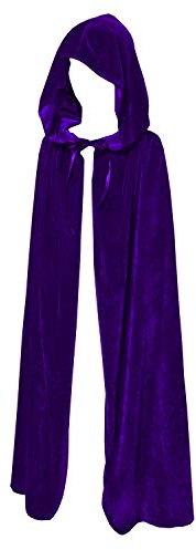 Discoball Cape médiévale à capuche en velours pour enfant, pour déguisement de diable, sorcière, sorcier, magicien pour Halloween, Noël - Violet -