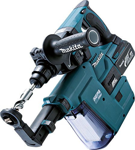 Makita Akku-Kombihammer für SDS Plus, ( 18 V/5, 0 Ah, im Makpac inklusiv 2 Akkus), DHR243RTJV, Blau, inkl. Staubabsaugung und 2x Akku 5,0 Ah