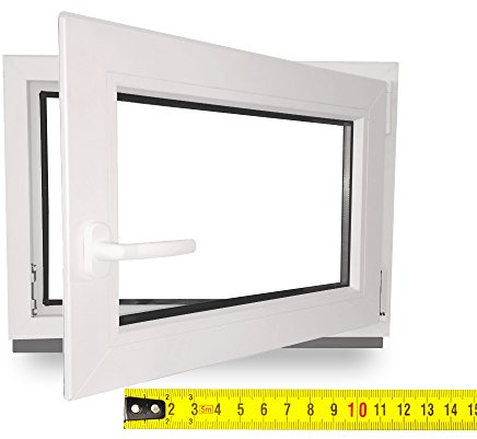 Kellerfenster - Kunststoff - Fenster - weiß - BxH: 60X65 cm - DIN Rechts - 2-Fach Verglasung - Wunschmaße ohne Aufpreis - Lagerware