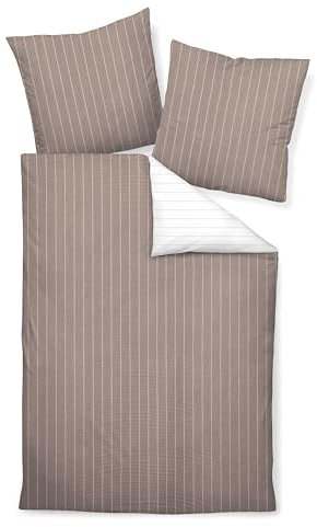 Janine Mako Soft Seersucker Bettwäsche 3 teilig Bettbezug 200 x 200 cm Kopfkissenbezug 80 x 80 cm Tango 20020-07 Taupe