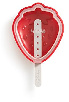 Lékué Molde para Helado en Forma de Fresa, Silicona Platino Rojo, 15.4 x 9.4 x 3.3 cm