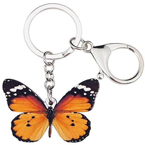 BONSNY Acrylique Floral Mignon Papillon Porte-Clés pour les Femmes Porte-Monnaie de Voiture Sacs Clés Insectes Bijoux Cadeaux Accessoires