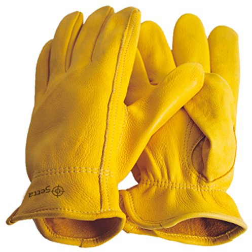 Hirschleder Handschuhe Premium Reithandschuhe Western Cowboy, Gelb / Beige, L = 10