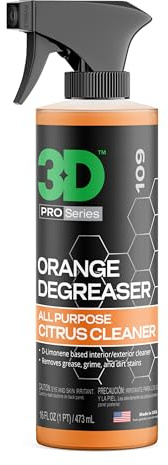 3D Orange Degreaser – Citrus-Based Car Cleaner for Oil, Grease, Grime & Adhesives – Water-Based, Non-Corrosive, Eco-Friendly, Interior & Exterior Use - 16 Fl oz