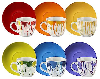 Excelsa Dripping Set 6 Tazzine da caffè, Porcellana, 90 centilitri