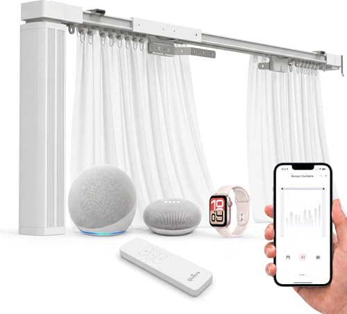 Quoya QL500 Smart Curtains System, Electric Curtain Track with Automated Rail【Motorized and Adjustable Tracks/Rod/Pole 【Motor compatible with Alexa, Google, Siri】(up to 196 inches / 5 metres)