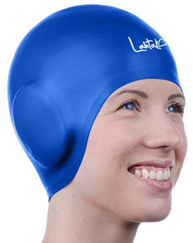 Badekappe 3D mit Ohrenschutz – Silikon Schwimmhaube Damen Herren Kinder – Wasserdicht & Bequem – Für Lange Haare – Nahtlos & Reißfest