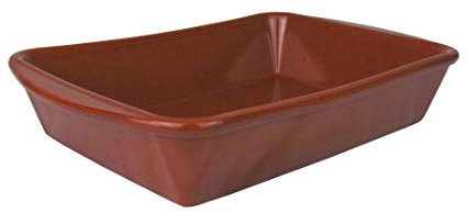 AR Kitchen Fuente mediterránea de barro esmaltado, fácil de limpiar (grande, 38 x 26 x 5 cm)