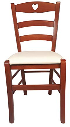Sedam Srl Sedia Cuore, in Legno Massello, Vari Colori e Sedute disponibili, Alta Qualità (Ciliegio, Imbottita Beige) ORDINE MINIMO 2 SEDIE