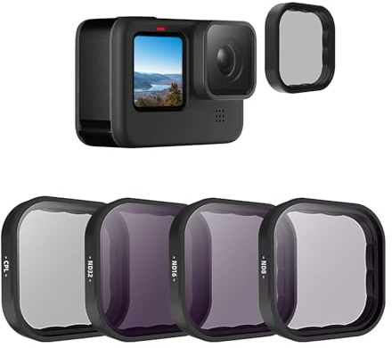 TELESIN 4er-Pack Filter CPL ND8 ND16 ND32 Kompatibel für GoPro Hero 11 Hero 10 Hero 9 Schwarz, Neutraldichte- und Polarisationsfilter-Kit Objektivschutz für Go Pro 11/10/9 Zubehör