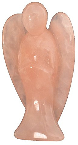 Rosenquarz-Stein Schutz-Engel Figur 5 cm | Edelstein Glücksbringer Friedensengel für Ihre Tasche zur Deko für Ihr Heim| Heilstein und Geschenk