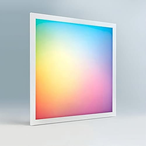 Pannello LED da soffitto regolabile RGB, 60 x 60 cm, 40 W, CCT + RGB, 3000-6000 Kelvin, pannello slim dimmerabile, falso tetto, telaio bianco, con telecomando