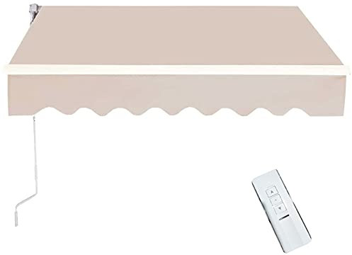 0℃ Outdoor Toldo Abatible Manual Eléctrico con Brazos, Toldo Impermeable para Patio Terraza o Jardín, Resistente a los Rayos UV e Impermeable para Exterior, Aluminio Acero Tela de Poliéster,#3,3x2.5m
