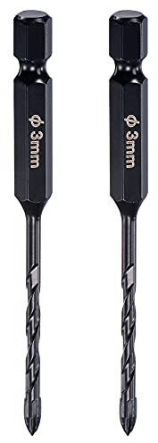 sourcing map 2 Pcs Glass Concrete Drill Bit,Masonry Drill Bits Set Carbide Tip for Glass, Brick, Tile, Concrete, Plastic and Wood with size 3mm