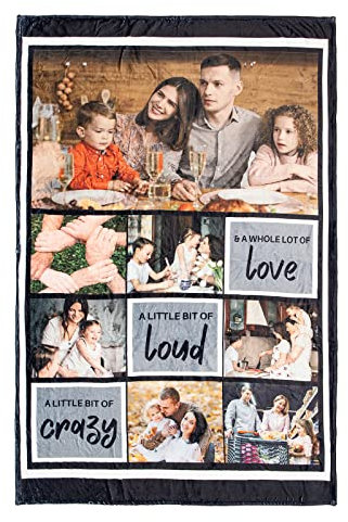 ALBERTBAND Personalisierte Foto Fleece Decke Personalisierte Kuscheldecke mit Jedem Text Geburtstag Hochzeit Erwachsene Baby Haustier (100 * 150cm, 7Fotos&Text)