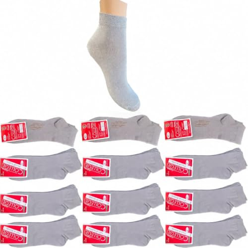 Infinity 12 Paia Calzini Uomo Corti Sneakers in Cotone Estivi, Filo Di Scozia Elasticizzato, Calze Uomo Corte alla Caviglia Uomo Donna, Traspiranti e Antisudore, Made in Italy (Grigio Perla, 43-46)