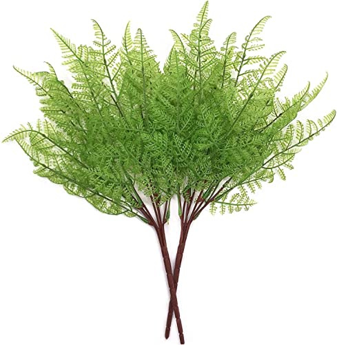asky Künstliche Pflanzen, künstliche Farn-Grünsträucher, Sträucher, Gras, für Zuhause, Garten, Outdoor-Dekoration, Heimwerken, Farnblätter, 2 Stück