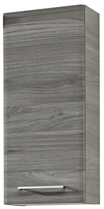 Pelipal Badezimmer Hängeschrank Quickset 916 in Sangallo Grau quer, 30 cm breit | Bad Wandschrank mit 1 Tür und 2 Einlegeböden