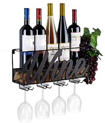 Porta Bottiglie da Vino armadietti da Vino Portabottiglie da Parete, Portabottiglie E Portabicchieri, Portabottiglie per Vino Rosso portavini cremagliera del Vino (Color : B)