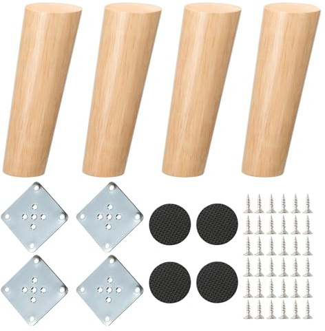 NAKUPENDA Möbelfüße Holz 4 Stück Sofafüße Holzmöbelbeine Kegel Schräg Ersatz Möbelbeine für Sofa TV Schrank Bett Couch Stuhl Teeschrank (150mm Höhe)