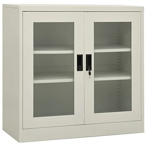 ZEYUAN Büroschrank, Aktenschrank, Werkzeugschrank, Metallschrank, Stahlschrank, Kellerschrank, Universalschrank, Lagerschrank, Hellgrau 90x40x90 cm Stahl