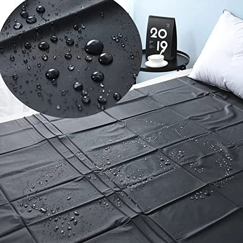 EKHOU Copriletto in plastica Nera Impermeabile in PVC per Evitare Che Il Materasso Si bagni e Si ripieghi per Lo stoccaggio
