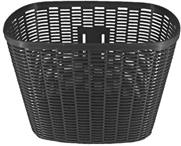 ECOVELO Cestino Anteriore Bicicletta Cesto Porta Oggetti in PLASTICA Stile Vimini CESTELLO Bici Universale (Nero)