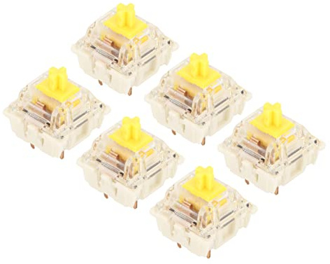 Bewinner Mechanische Tastatur Schalter, wasserdichte Hintergrund Beleuchtung Linearer Schlüsselsc Halter, 45 Stück Tast Schalter für Mechanische Tastatur DIY (G Gelb PRO)
