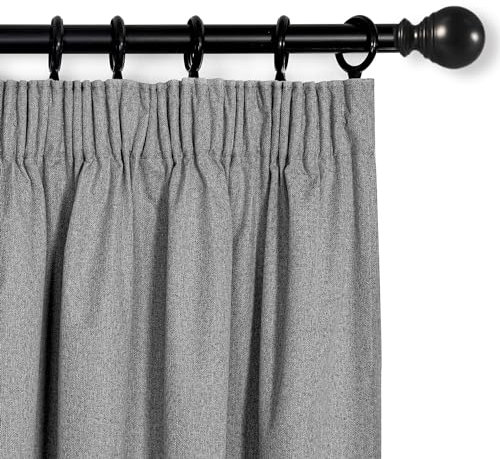 MYSKY HOME Gardinen Blickdichte Vorhänge Schlafzimmer Vorhang Kurz Kräuselband Kälteschutz Blackout Curtain Verdunkelung, H 160 x B 140 cm, Dunkelgrau, 2er Set