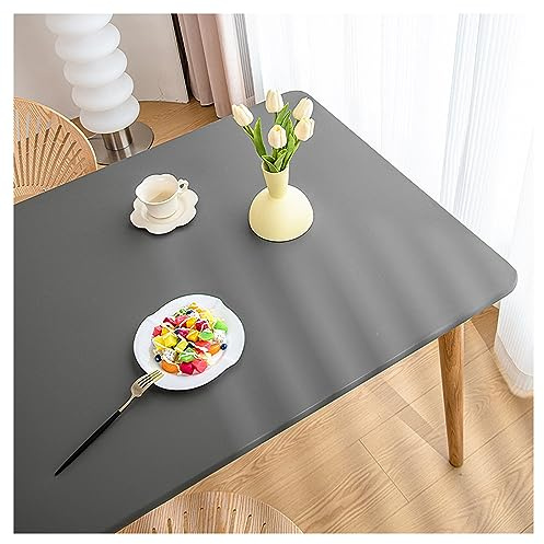 Kunstleder Tischdecke mit Elastischem Rand Rutschfest, PU Leder Esstisch Unterlagen, Leder Tischtuch Wasserdichte Fleckabweisend, Wetterfest Tischauflage Terrassentisch/Gartentisch(70x120cm,Dark Gra