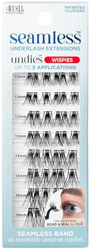 ARDELL Seamless Underlash Extensions Undies Wispies I Einzelne Wimpern Set I Natürliche Wimpernverlängerung bis zu 10 Tage I 32 Wimpern Extensions in 4 Längen I Individual Lashes ohne Band