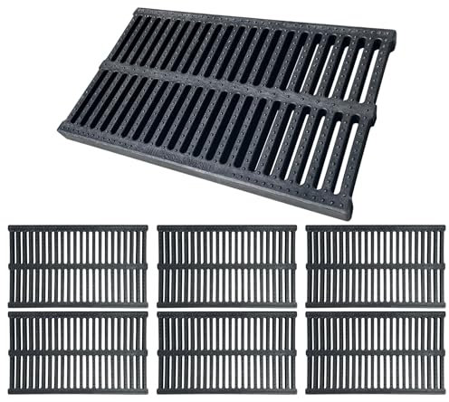 NATOTELA 6 Pack Polymer Plastic Storm Drain Grate-500x300x30mm Rectangular Channel Grate Garden Drainage Grates Outdoor Trench Cover Total Length 3m for Houseside pavement Yard Patio commercial