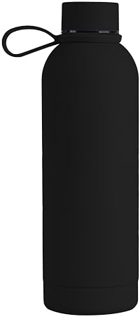 Borraccia Memotak Bottle Soft Touch Nero 500 ml personalizzabile STAMPA LASER | Bottiglia isolata a tenuta stagna per Sport, Bambino, Bambina | 24 ore freddo & 12 ore caldo