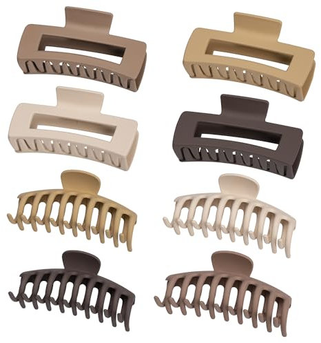 Lot de 8 barrettes à cheveux pour femme à cheveux épais - 10 cm/11 cm - Pinces à cheveux pour filles et femmes avec cheveux épais et fins