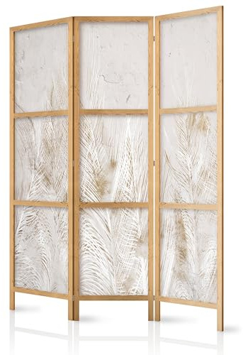 murando - Paravent Raumteiler Holz, 135x172 cm, 3-teilig, Wohnzimmer, Büro | Mobiler Sichtschutz, sofort einsatzbereit, Holzrahmen, ideal fürs Wohnzimmer oder Büro, geruchsneutral, lichtbeständig