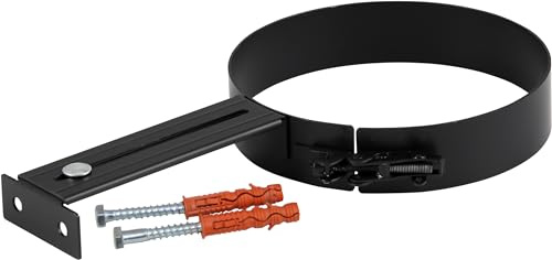 Rohrhalter Ofenrohr Rauchrohr Stabile Halterung verstellbar 160-280 mm Varianten Ø 120-200mm (schwarz, DN 130 mm)