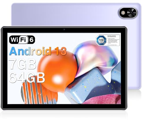 DOOGEE U9 Tablette Android 13, WiFi 6 Tablette Enfants 10.1 Pouces 7GB+64GB (TF 1TB), Tablette Tactile 5060mAh/1280x800/5MP+2MP/BT5.0/Widevine L1/Quad-Core, Violet