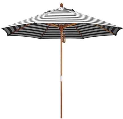 Sonnenschirm 210/270cm, Gartenschirm Holz, Terrassenschirm mit 8 Rippen, Strandschirm Höhenverstellbar, UV-Schutz Balkonschirm, Marktschirm Tischschirm mit Belüftung
