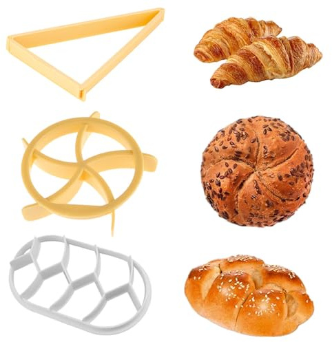 Kaseryao 3 Stück Brötchenstempel Brot Backen Zubehör - Brotstempel, Sehr Praktisch Semmelstempel für Caesarbrot, Croissants, Brötchen