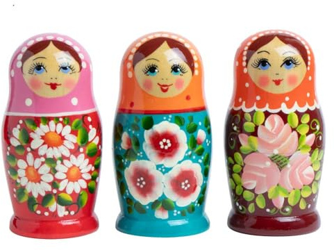 rukauf Rossijanotschka Matroschka Matröschka Babuschka Matrjoschka 13cm Höhe - 6 Holz-Puppen - Verschiedene Motive - Holzpuppe Матрёшка Matruschka