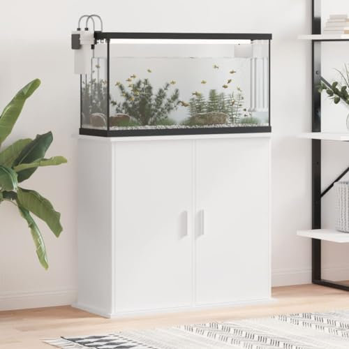 SECOLI Aquariumständer Aquariumschrank Aquariumregal Aquarienunterschrank Aquarium Unterschrank Holzwerkstoff-Weiß-81 x 36 x 73 cm