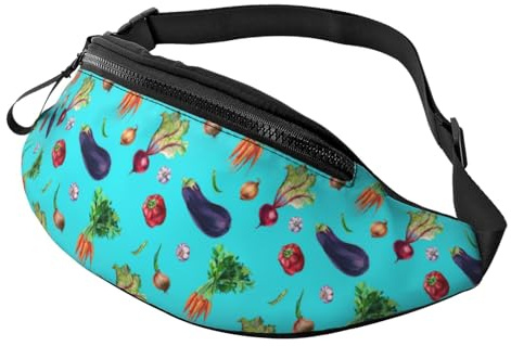 Sac banane à bandoulière pour homme et femme – Aubergine, piment, ail, oignon, sac banane de voyage, sac banane de course pour homme et femme